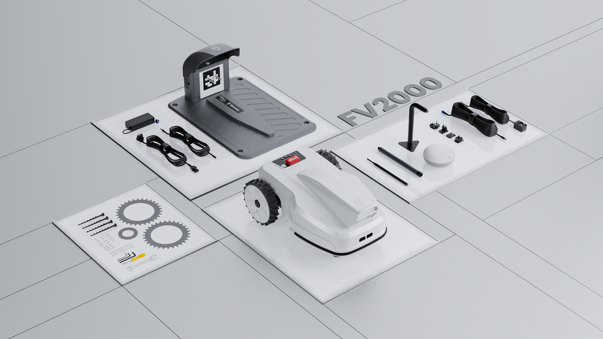Tondeuse à gazon robotisée automatique sans fil FJD FV2000 pour jardins